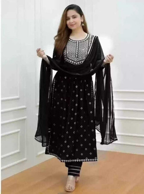 Gupta Fashion Trends Embroidered Kurta, Trouser/Pant & Dupatta Set