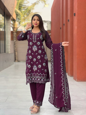 HOUSE OF COMMON Embroidered Kurta, Trouser/Pant & Dupatta Set