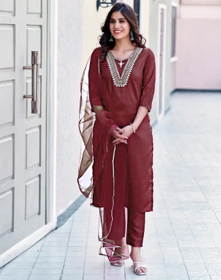 pinfit Embroidered Kurta, Trouser/Pant & Dupatta Set