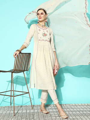 Trendmalls Embroidered Kurta, Trouser/Pant & Dupatta Set