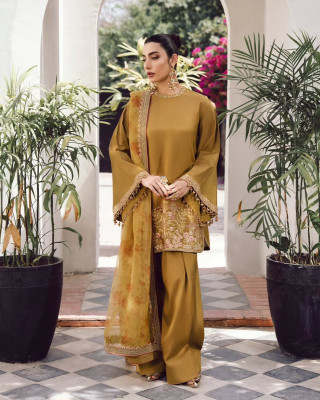 Firewave Embroidered Kurta, Palazzo & Dupatta Set