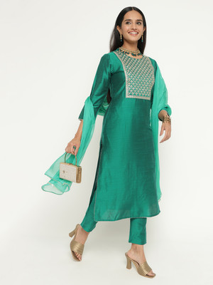 aayusika Embroidered Kurta, Trouser/Pant & Dupatta Set