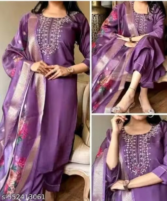 Mahi Fashion Embroidered Kurta, Trouser/Pant & Dupatta Set