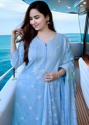Advik Embroidered Kurta, Trouser/Pant & Dupatta Set