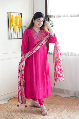 MITRA CREATION Embroidered Kurta, Trouser/Pant & Dupatta Set