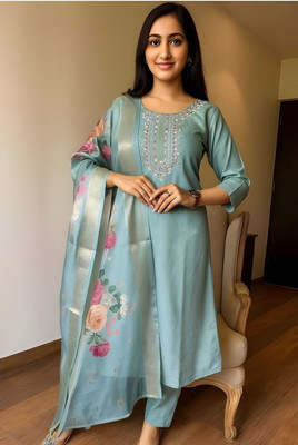 Aksa Fashion Embroidered Kurta, Salwar & Dupatta Set