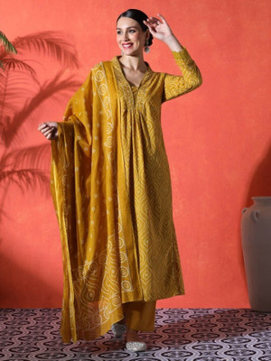 Mishree collection Geometric Print Kurta, Trouser/Pant & Dupatta Set