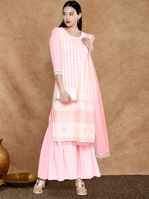 Sangria Embroidered Kurta, Sharara & Dupatta Set