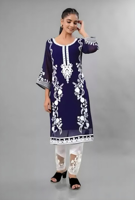 S B Senjaliya Embroidered Kurta, Trouser/Pant & Dupatta Set