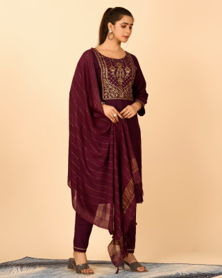 Virendra Textile Floral Print Anarkali Kurta, Bottom & Dupatta Set
