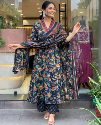 Oumad Printed Kurta, Palazzo & Dupatta Set
