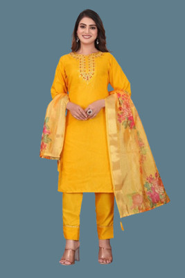FARHATFASHION Embroidered Kurta, Trouser/Pant & Dupatta Set