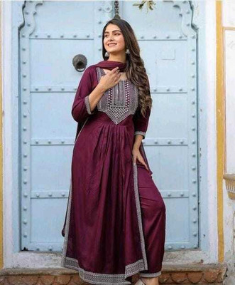 MISS CLOTHING Embroidered Kurta, Trouser/Pant & Dupatta Set