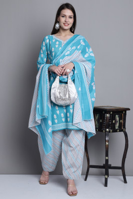 Wonder Weave Floral Print Kurta, Salwar & Dupatta Set