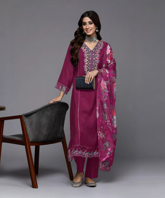 WAZIX Clothing Embroidered Kurta, Trouser/Pant & Dupatta Set