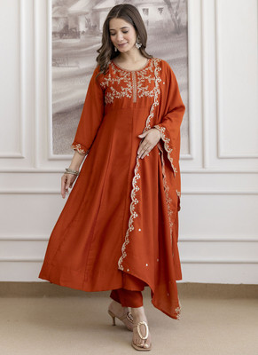 KALKI COLLECTION Embroidered Anarkali Kurta, Bottom & Dupatta Set
