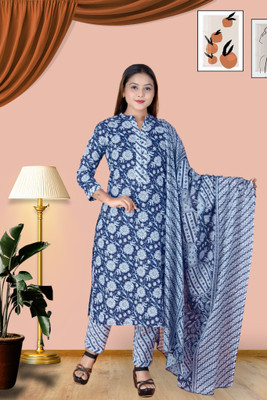 Suskriti Floral Print Kurta, Trouser/Pant & Dupatta Set