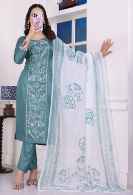 Avnisa Enterprise Embroidered Kurta, Trouser/Pant & Dupatta Set