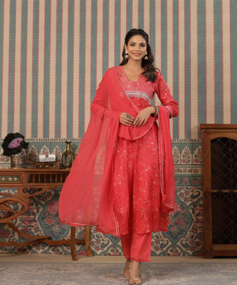 Readiprint Fashions Floral Print Kurta, Trouser/Pant & Dupatta Set