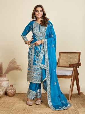 AMALAK Embroidered, Embellished Kurta, Trouser/Pant & Dupatta Set