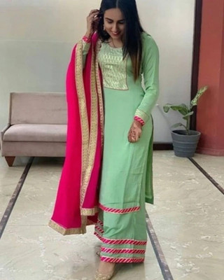 K komly Self Design, Solid Kurta, Palazzo & Dupatta Set