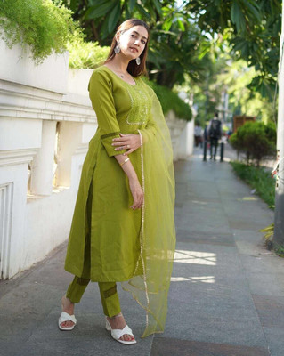 HOUSE OF COMMON Solid, Printed Kurta, Trouser/Pant & Dupatta Set