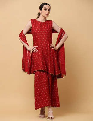 Angkor Embroidered Kurta, Trouser/Pant & Dupatta Set