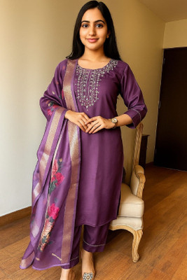 SEE CRAFT Embroidered Kurta, Trouser/Pant & Dupatta Set