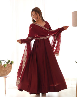LOKITA WORLD Solid Anarkali Kurta, Bottom & Dupatta Set