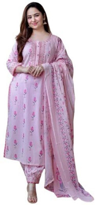 Shri Shyam Enterprises Printed Kurta, Trouser/Pant & Dupatta Set