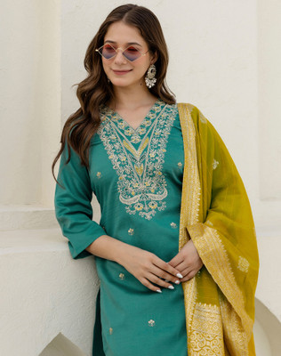 Tasrika Embroidered Kurta, Salwar & Dupatta Set