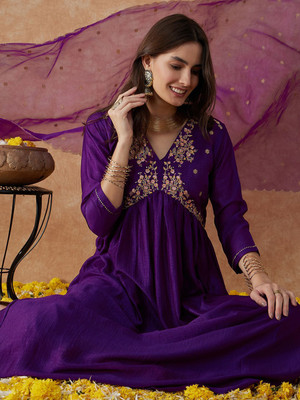 Sangria Embroidered Kurta, Palazzo & Dupatta Set