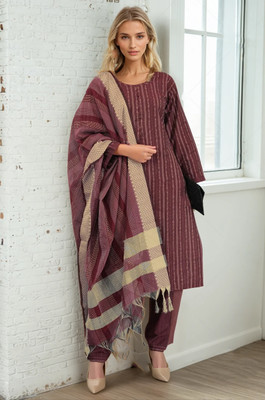 Vibrant Gaze Striped Kurta, Trouser/Pant & Dupatta Set