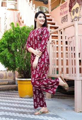 avipavi clothing Printed Kurta, Palazzo & Dupatta Set