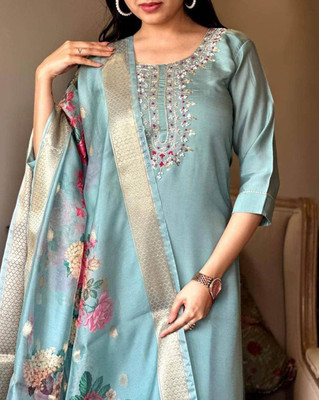 Lensya Embroidered Kurta, Trouser/Pant & Dupatta Set