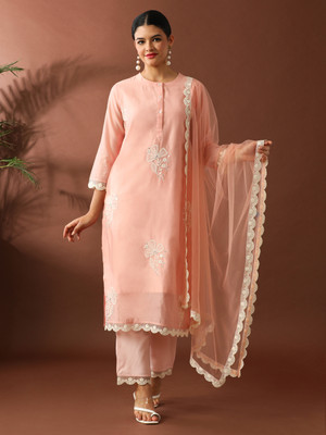 Jaipur Kurti Embroidered Kurta, Trouser/Pant & Dupatta Set