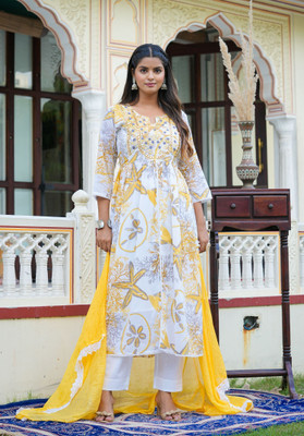 Yash Gallery Floral Print Kurta, Trouser/Pant & Dupatta Set