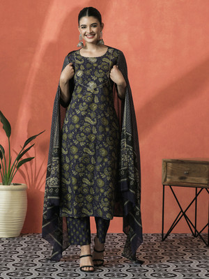 Sangria Embroidered Kurta, Trouser/Pant & Dupatta Set