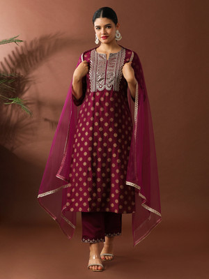 Jaipur Kurti Embroidered Kurta, Trouser/Pant & Dupatta Set