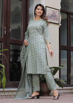 Vifa Plus Printed Kurta, Trouser/Pant & Dupatta Set