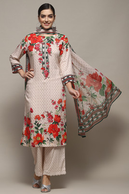 BIBA Printed Kurta, Palazzo & Dupatta Set