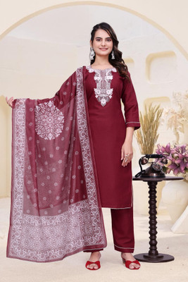 KRUPAFASHION Embroidered Kurta, Trouser/Pant & Dupatta Set