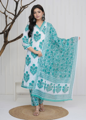 badodiya's Printed Kurta, Palazzo & Dupatta Set