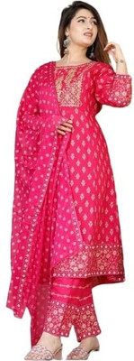 hariom collection Woven Anarkali Kurta, Bottom & Dupatta Set