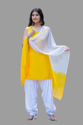 vakratunda Solid Kurta, Patiala & Dupatta Set