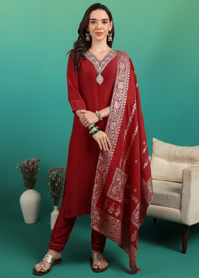 DSK Studio Embroidered Kurta, Trouser/Pant & Dupatta Set