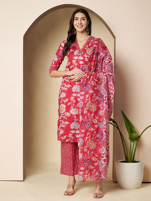 Poshak Hub Printed Kurta, Palazzo & Dupatta Set