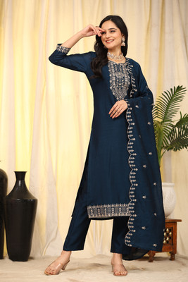 Trendmalls Embroidered Kurta, Trouser/Pant & Dupatta Set