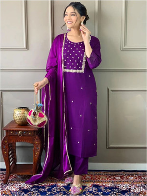 AFREENFASHIONS Self Design Kurta, Trouser/Pant & Dupatta Set