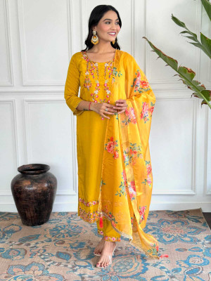 MITRA CREATION Embroidered Kurta, Trouser/Pant & Dupatta Set